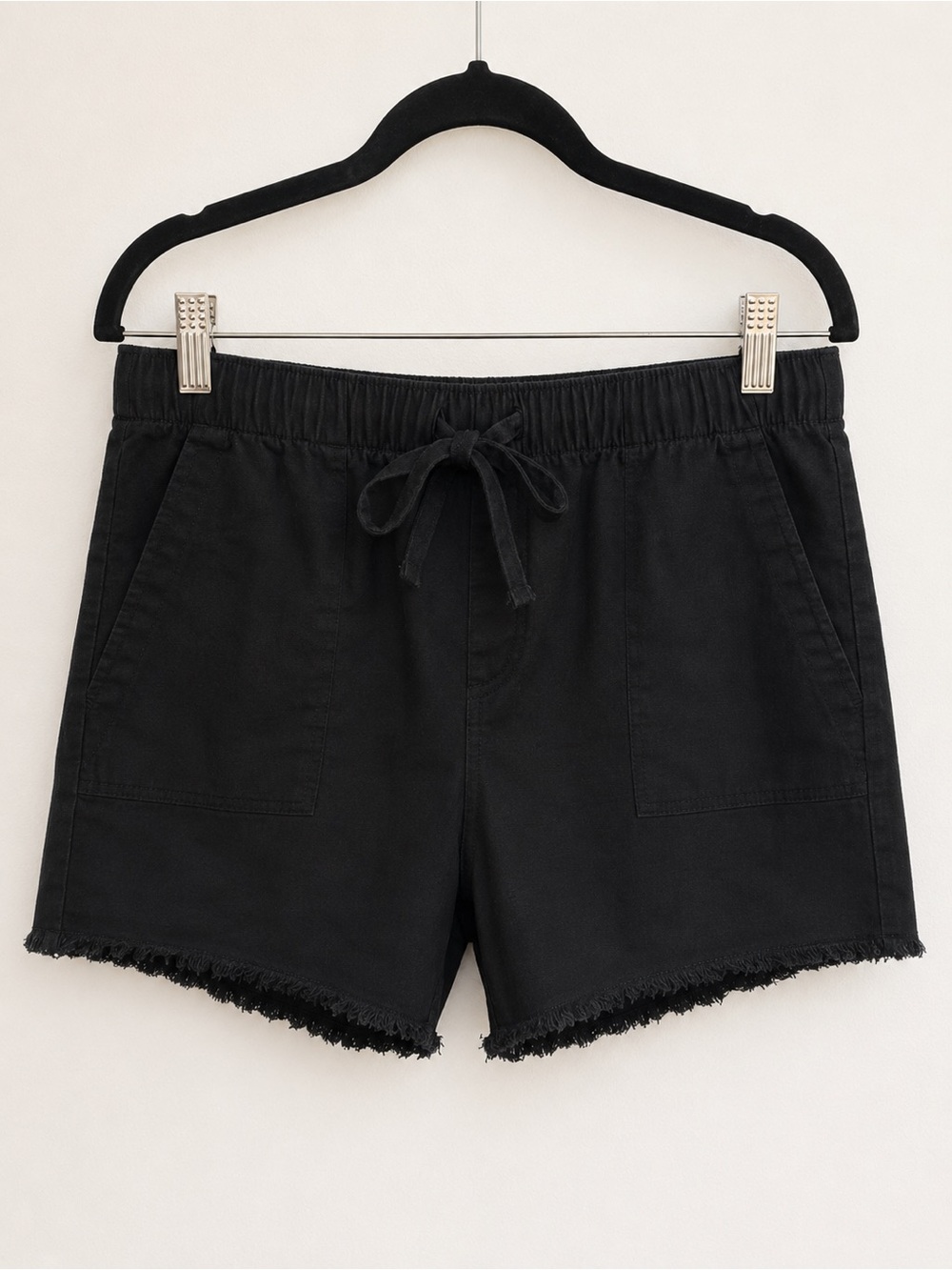 a.n.a Black High-Waist Drawstring Linen Blend Casual Shorts